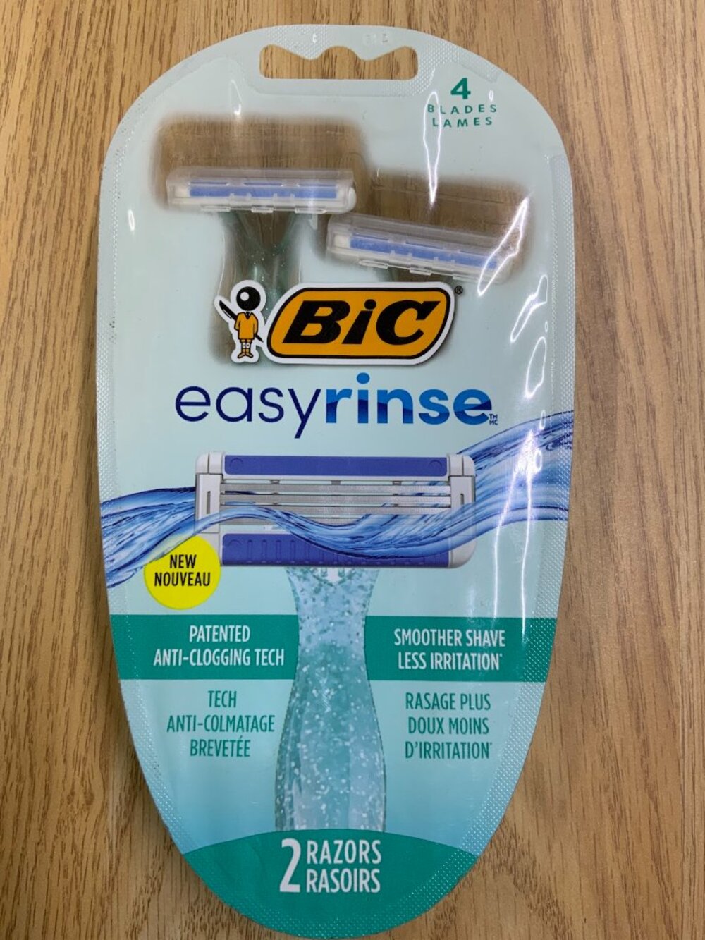 BIC EasyRinse Razors 2 Count 4 Blade Anti Clog Disposable Women